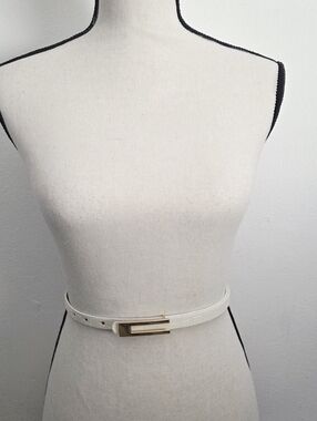 Bone White Belt With Gold Buckle